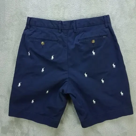 Mens polo ralph lauren Shorts Navy Classic Fit All over print sz 31 - Picture 2 of 8